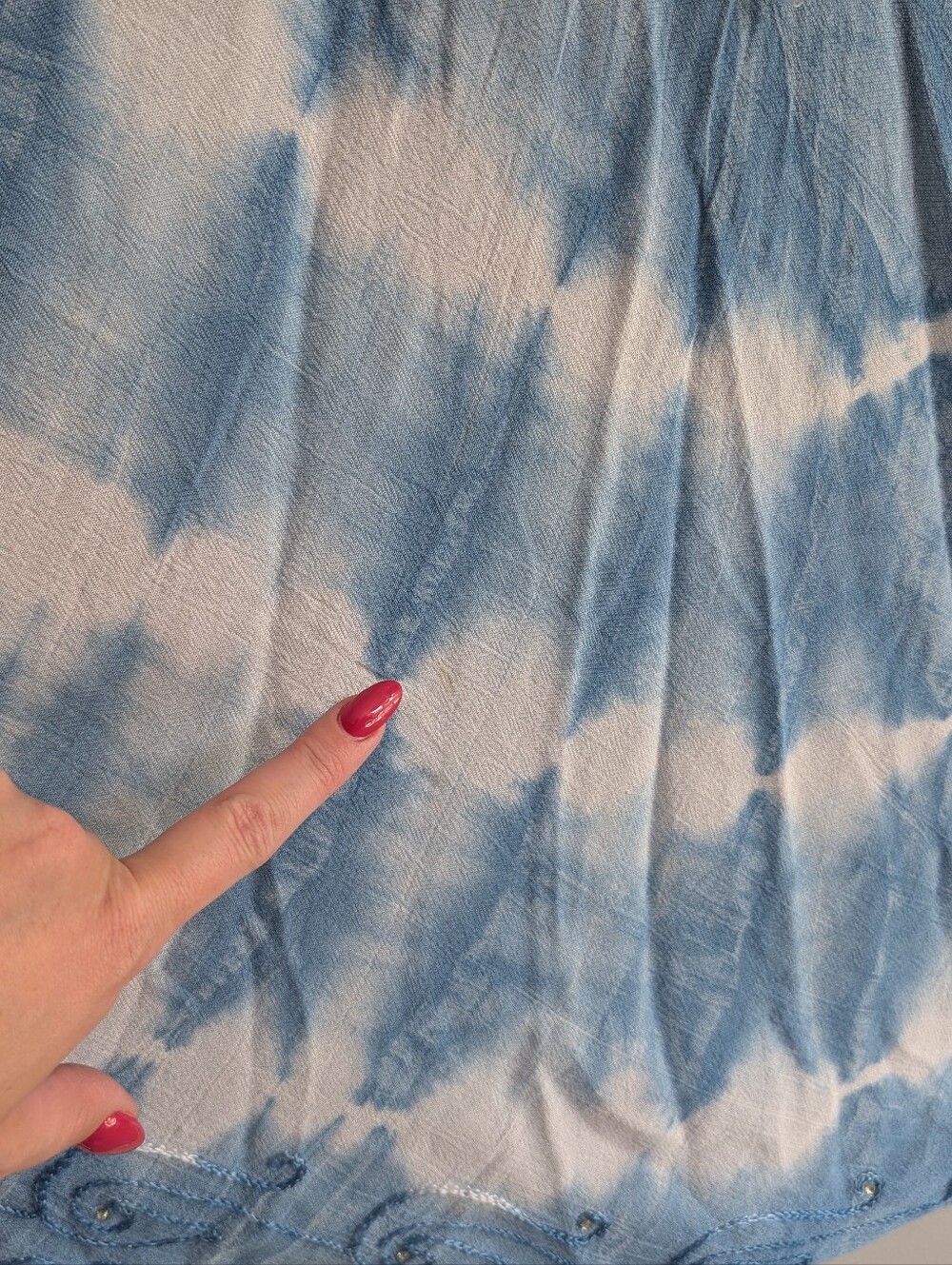 Vintage Blue & White Flowy Tie Dye Sleeveless Dress, 100% Viscose Size Small - Picture 14 of 14